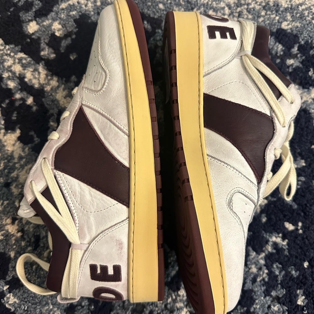 RHUDE WHITE/MAROON RHECESS LOW SNEAKERS SIZE 8 - Picture 3 of 9